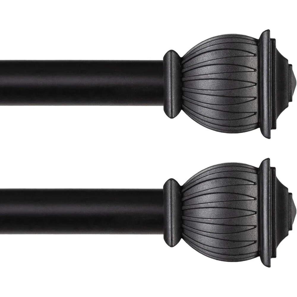 2-Pack Kenney Beckett Soft Square End Standard Decorative Window Curtain Rod,